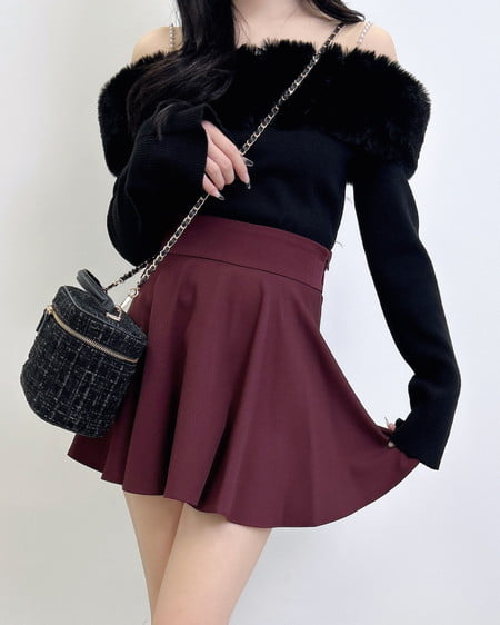 INGNI(イング) 2Wayエコファーオフショルニット クロ