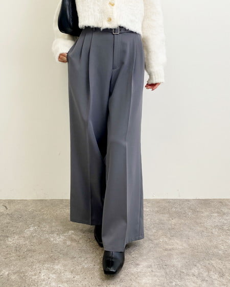 INGNI(イング) 共ベルト付ワイドパンツ チャコールグレー