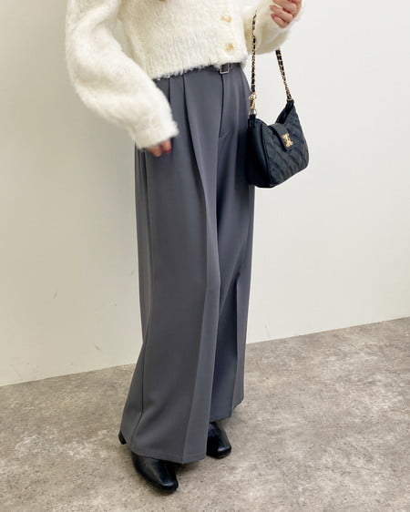 INGNI(イング) 共ベルト付ワイドパンツ チャコールグレー