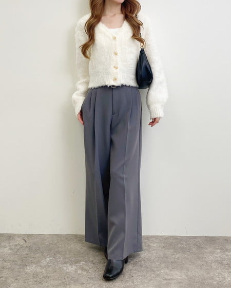 INGNI(イング) 共ベルト付ワイドパンツ チャコールグレー