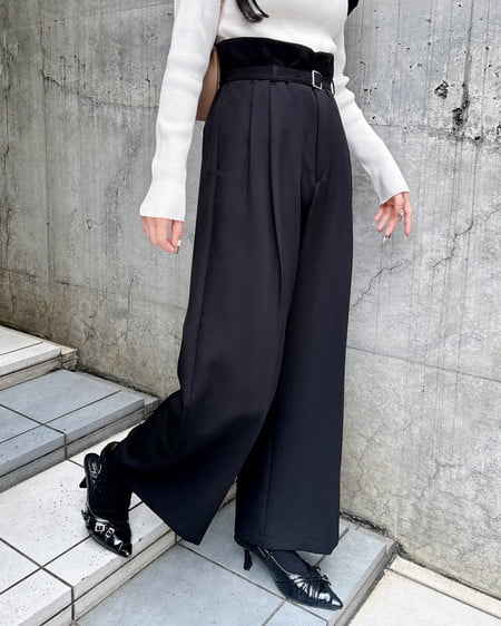 INGNI(イング) 共ベルト付ワイドパンツ クロ