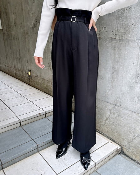 INGNI(イング) 共ベルト付ワイドパンツ クロ