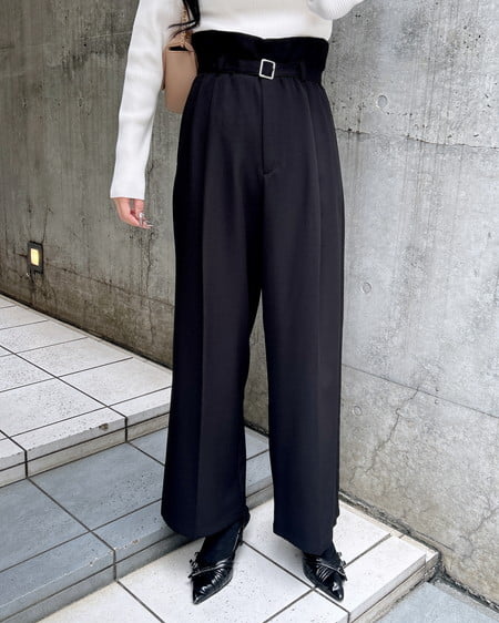 INGNI(イング) 共ベルト付ワイドパンツ クロ