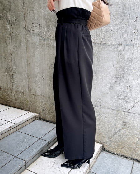 INGNI(イング) 共ベルト付ワイドパンツ クロ