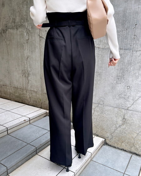 INGNI(イング) 共ベルト付ワイドパンツ クロ