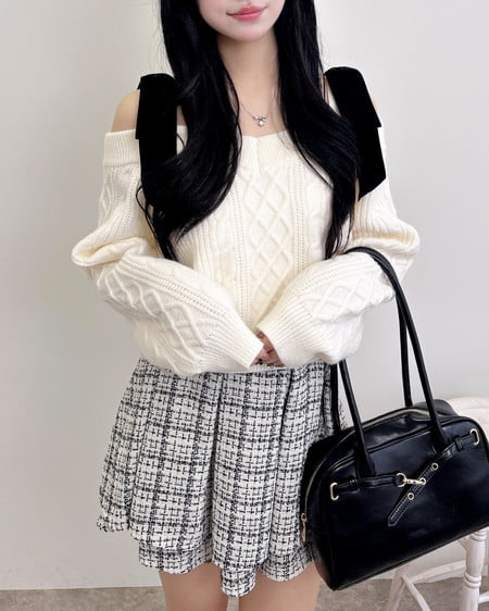 INGNI(イング) ツイードタックミニフレアスカート オフ/ツイード