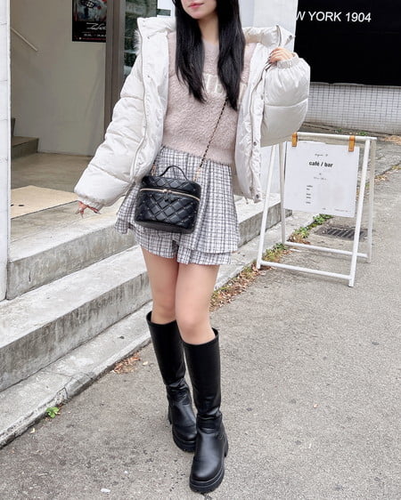 INGNI(イング) ツイードタックミニフレアスカート オフ/ツイード