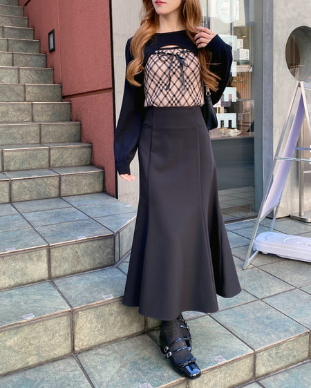 INGNI(イング) バックレースアップマーメイドスカート クロ