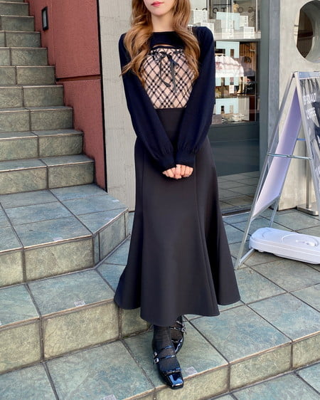 INGNI(イング) バックレースアップマーメイドスカート クロ