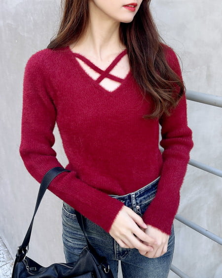 INGNI(イング) フェザークロスニット ボルドー