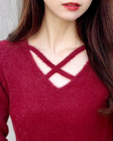 INGNI(イング) フェザークロスニット ボルドー