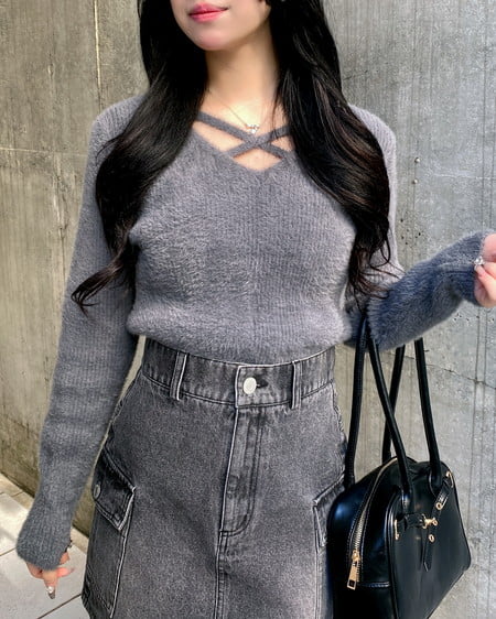 INGNI(イング) フェザークロスニット チャコールグレー