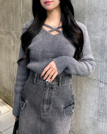 INGNI(イング) フェザークロスニット チャコールグレー