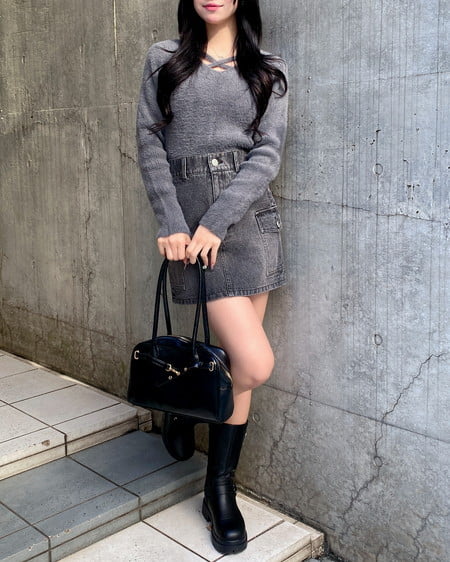 INGNI(イング) フェザークロスニット チャコールグレー