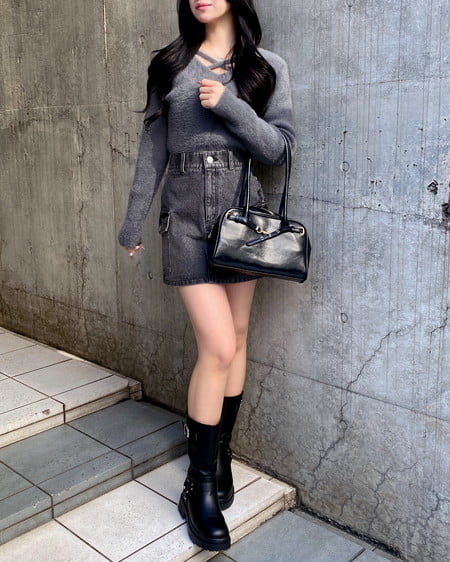 INGNI(イング) フェザークロスニット チャコールグレー