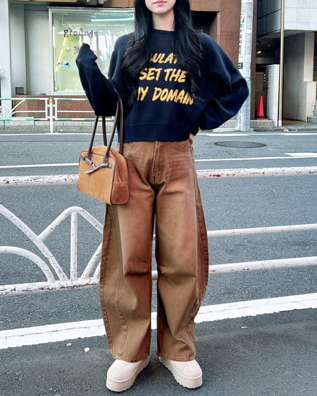 INGNI(イング) デニムカーブパンツ ブラウン