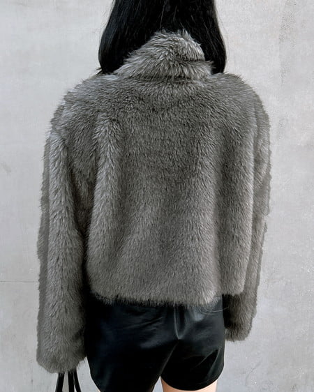 INGNI(イング) マグネットボタンスタンドカラーエコファーコート グレー/ミックスA