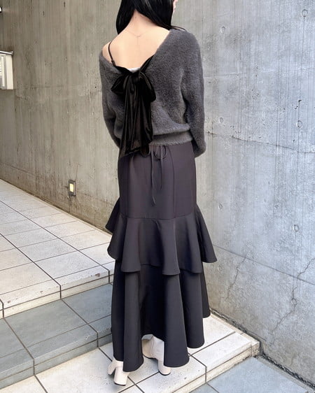 INGNI(イング) バックレースアップアシメスリットキャミワンピース クロ