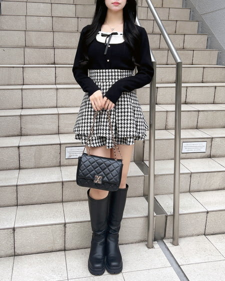 INGNI(イング) ツイードタックミニフレアスカート チドリ