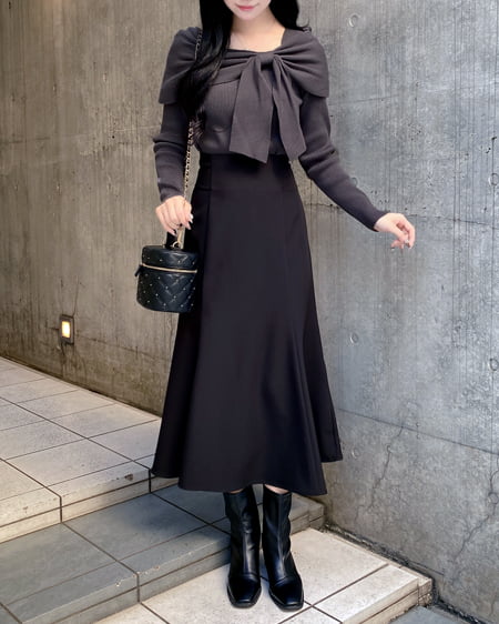 INGNI(イング) バックレースアップマーメイドスカート クロ