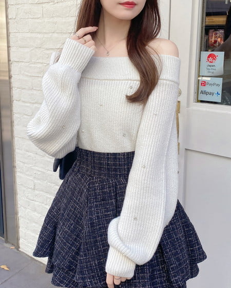 INGNI(イング) ツイードタックミニフレアスカート クロ/ツイード