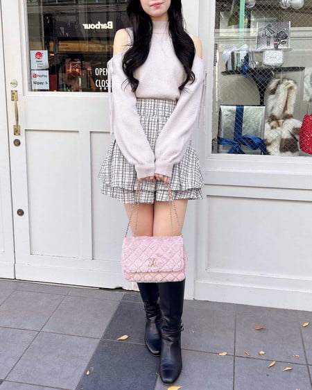 INGNI(イング) ツイードタックミニフレアスカート オフ/ツイード