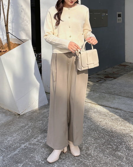 INGNI(イング) 共ベルト付ワイドパンツ ベージュ