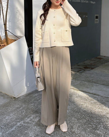 INGNI(イング) 共ベルト付ワイドパンツ ベージュ