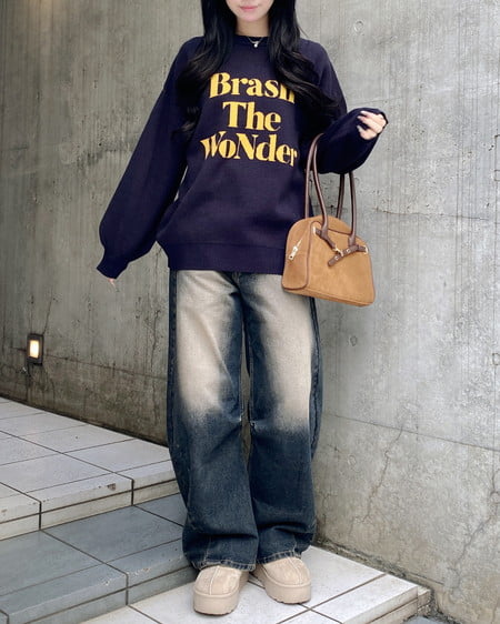 INGNI(イング) デニムカーブパンツ デニム/コン