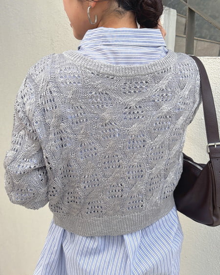 INGNI(イング) 透かし編みニットプルオーバー グレー