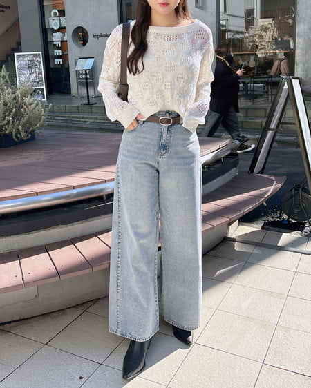 INGNI(イング) 透かし編みニットプルオーバー アイボリー