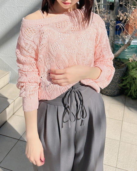 INGNI(イング) 透かし編みニットプルオーバー ピンク