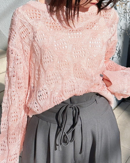 INGNI(イング) 透かし編みニットプルオーバー ピンク