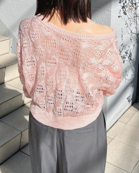 INGNI(イング) 透かし編みニットプルオーバー ピンク