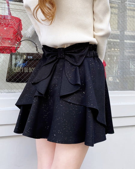 INGNI(イング) バックリボンラメフレアスカパン クロ