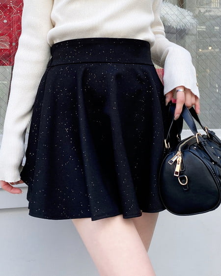 INGNI(イング) バックリボンラメフレアスカパン クロ