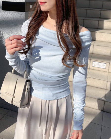 INGNI(イング) ギャザードレープトップス サックス