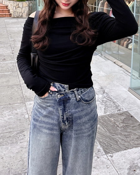 INGNI(イング) ギャザードレープトップス クロ