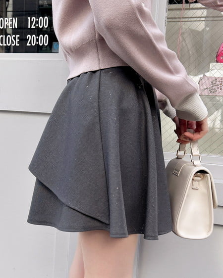 INGNI(イング) バックリボンラメフレアスカパン グレー