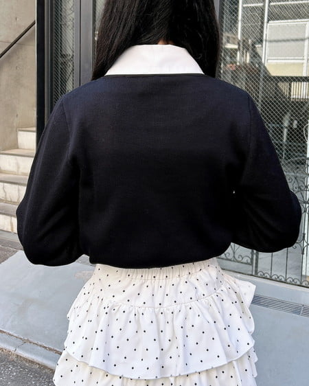 INGNI(イング) ボウタイドッキングニット クロ/オフホワイト