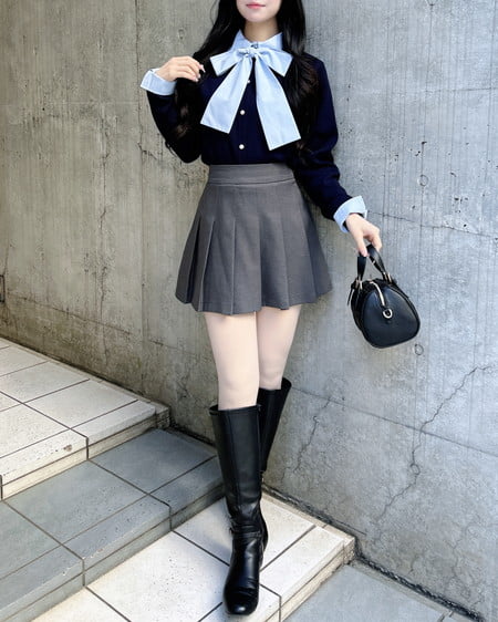 INGNI(イング) ボウタイドッキングニット コン/ブルー