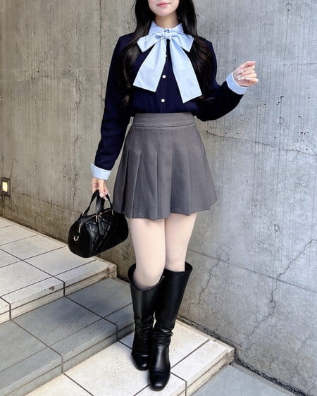 INGNI(イング) ボウタイドッキングニット コン/ブルー