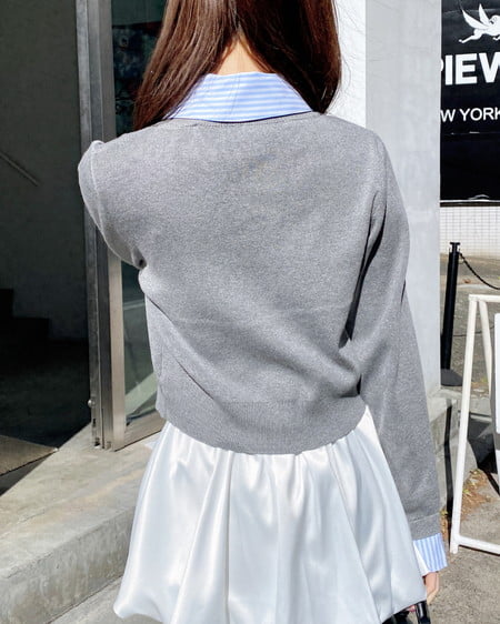 INGNI(イング) ボウタイドッキングニット グレー/ブルーストライプ