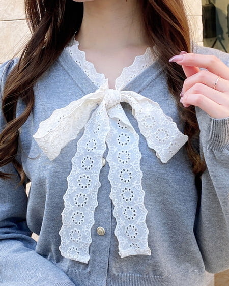 INGNI(イング) レースボウタイニット グレー