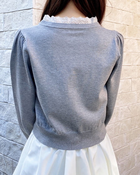 INGNI(イング) レースボウタイニット グレー