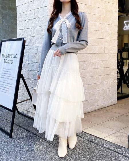 INGNI(イング) レースボウタイニット グレー