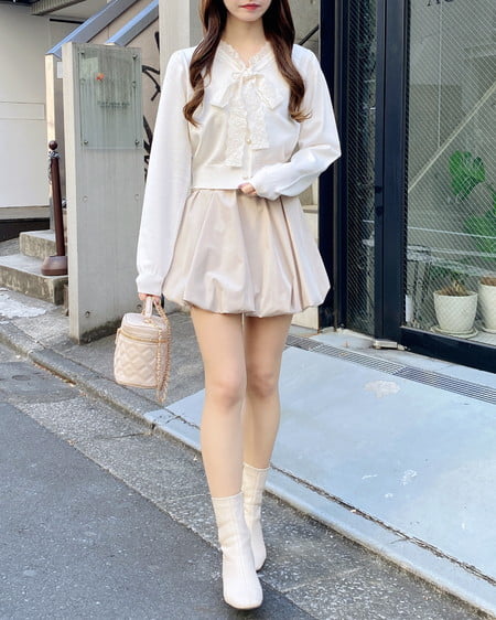 INGNI(イング) レースボウタイニット アイボリー