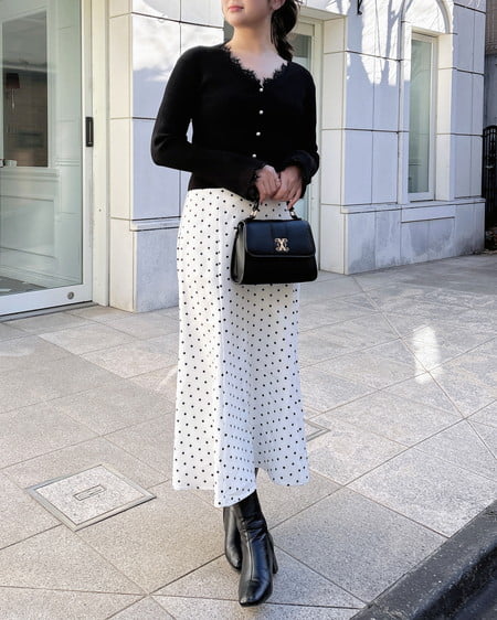 INGNI(イング) バックレースアップマーメイドスカート オフクロ/ドット