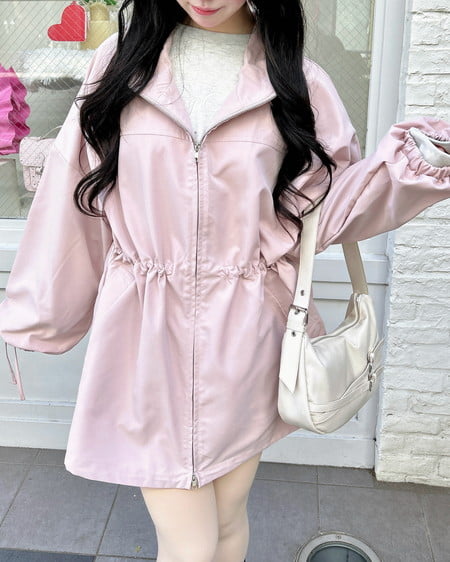 INGNI(イング) ミドル丈袖リボン2Wayマウンテンパーカー ピンク