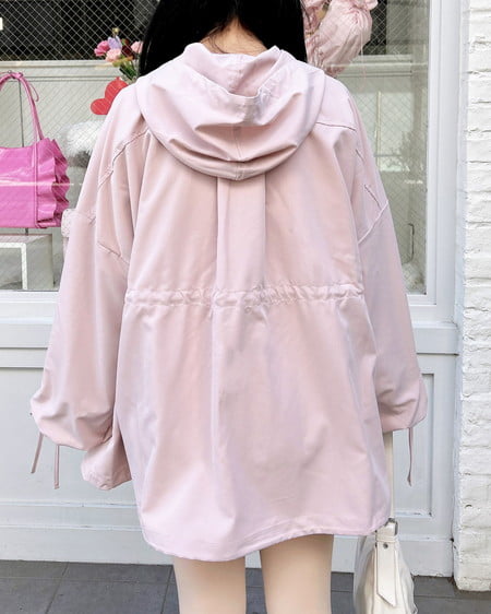 INGNI(イング) ミドル丈袖リボン2Wayマウンテンパーカー ピンク